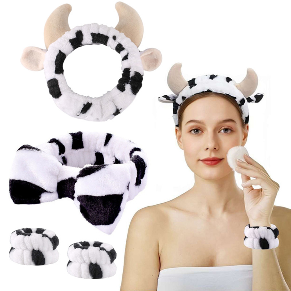 Hair Care Set - 4pcs 3D Cow Headband Super Cute